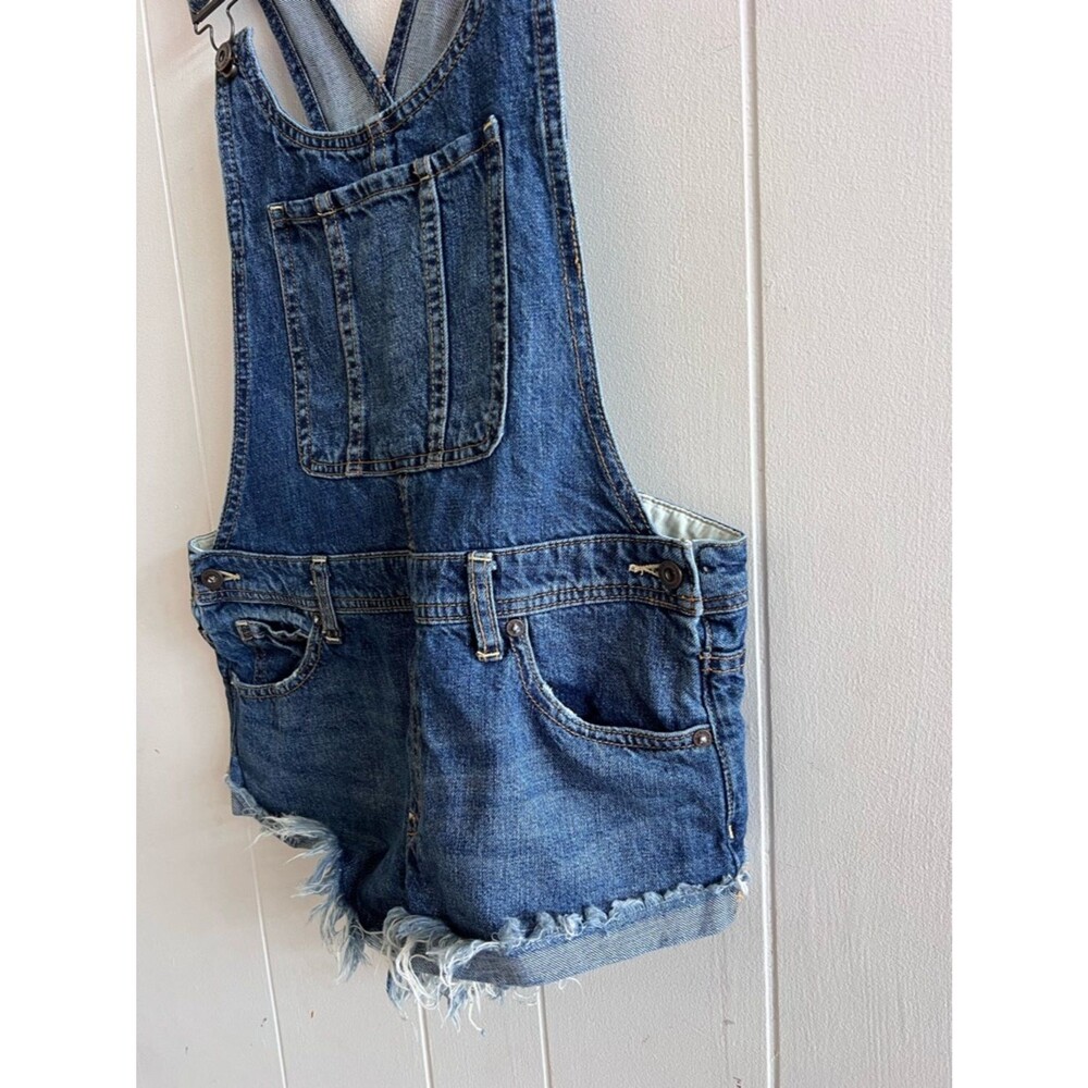 Free People Summer Babe Distressed Denim Short Overalls View 5